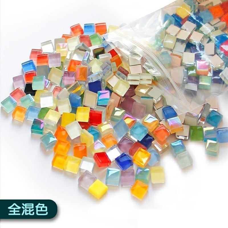 开学季水晶玻璃马赛克颗粒贴片1200粒1kg千克1厘米手工diy材料包