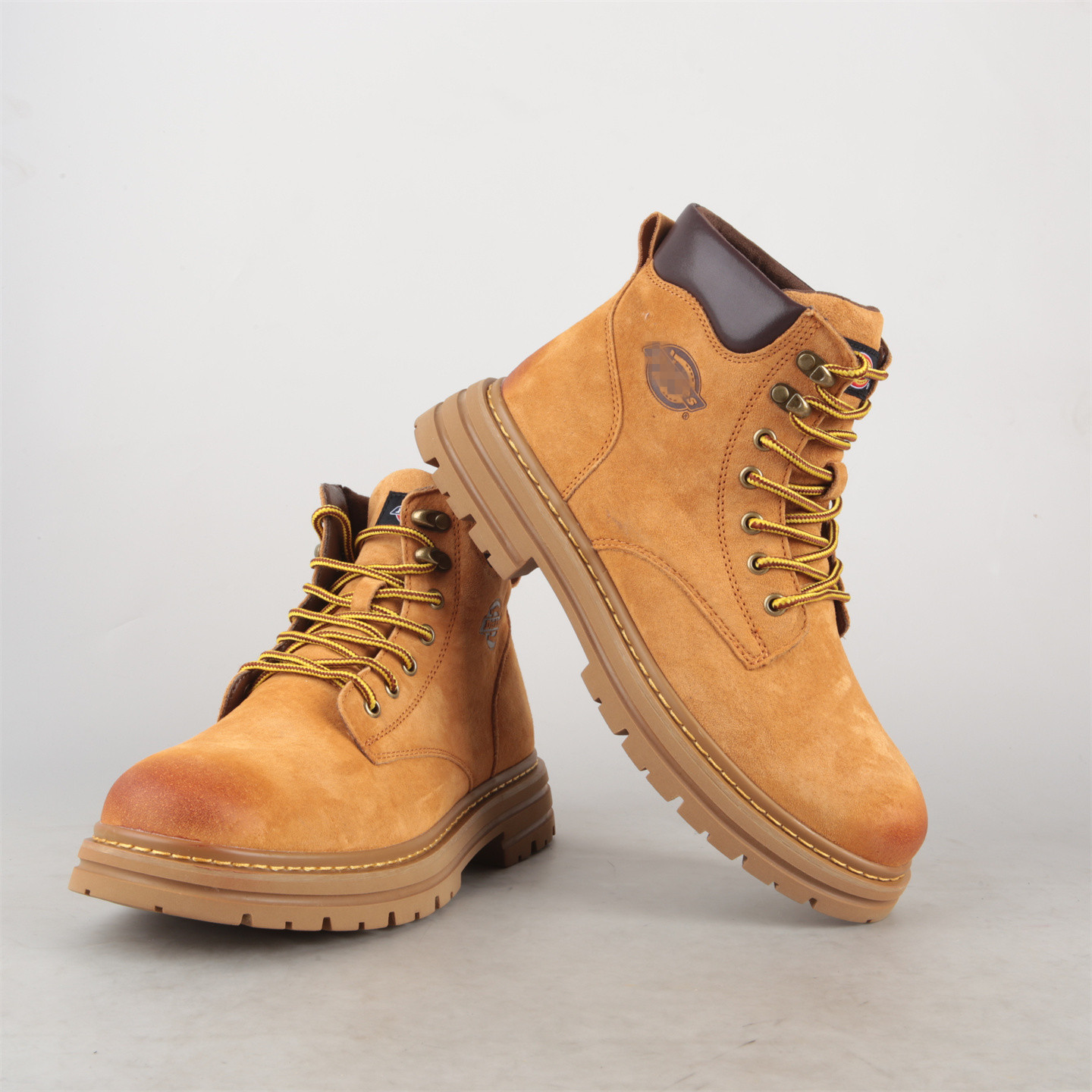时尚厚底马丁靴男士女士靴子棉鞋秋冬加绒真皮黄靴户外休闲工装靴