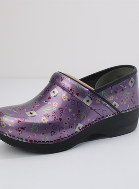 XP2.0足弓支撑坡跟浅口单鞋紫色耐磨防滑防水健康鞋宽头女鞋DK265