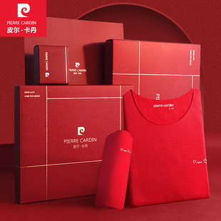 皮尔卡丹德绒保暖内衣男加绒加厚本命年内衣套装女士红色秋衣秋裤