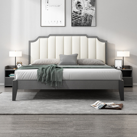 现代北欧实木1.8米双人床卧室简约经济型板式1.5米单人主卧婚床图片