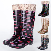 加绒棉雨鞋 防滑保暖冬季 长筒防水雨靴胶鞋 水靴女时尚 套鞋 高筒水鞋