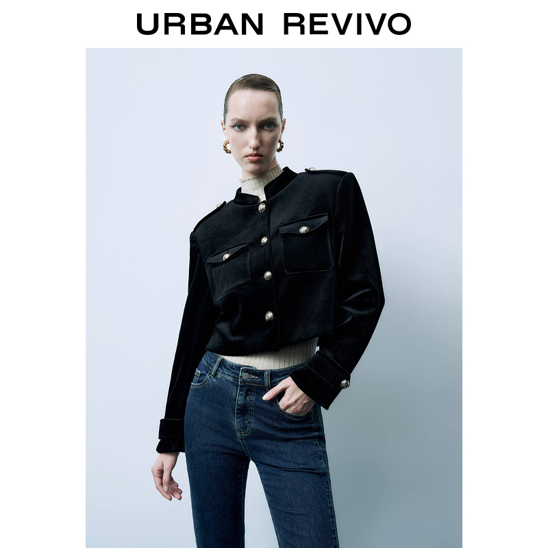 【UR魅力】UR2023秋冬新款女装时髦气质百搭双口袋外套UWG130114
