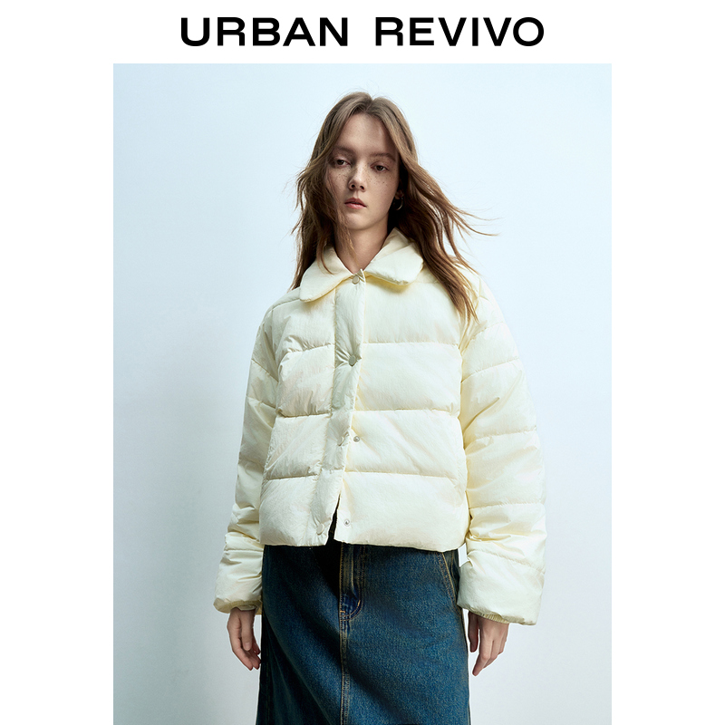 UR2023秋冬新款女装时尚宽松保暖纯色百搭绗缝翻领棉服UWU130002