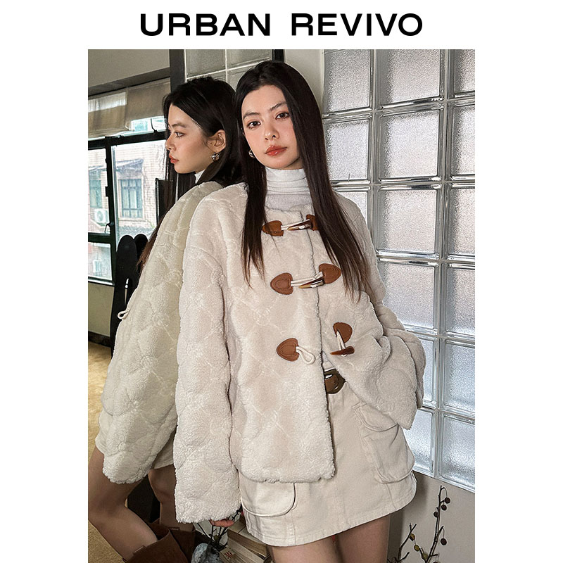 UR2023秋冬新款女装时尚休闲复古时髦温柔风牛角扣外套UWL130015