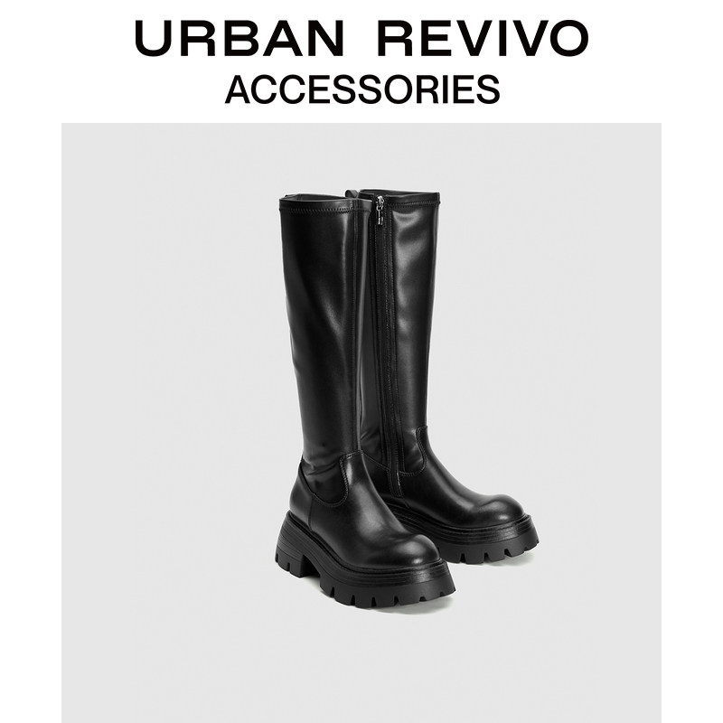 预售URBAN REVIVO2023秋冬女时尚休闲经典弹力厚底长靴UAWS30041高性价比高么？