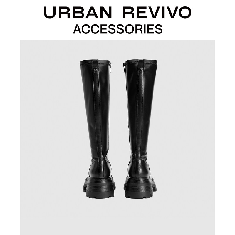 URBAN REVIVO 여성 패션 캐주얼 클래식 탄성 두꺼운 밑창 부츠 UAWS30041