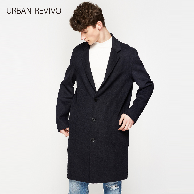 UR2017春季新品男装翻领羊毛休闲保暖大衣外套MF02S1LN2000
