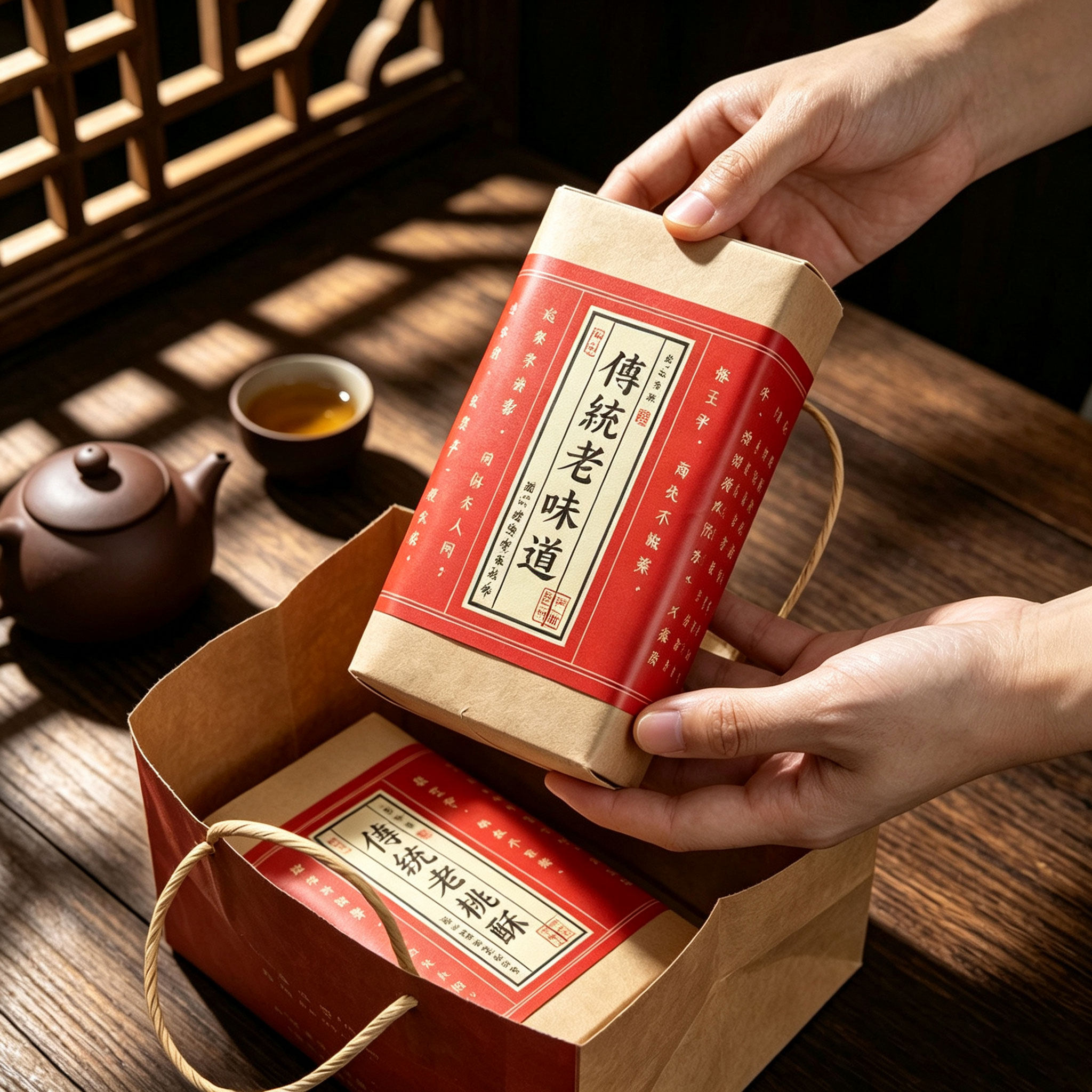 华信天诚中秋月饼复古包装袋套装图片
