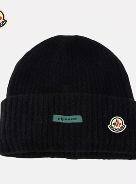 【正品现货】蒙口米色针织线帽男冬宽松护耳保暖黑色圆脸毛线帽女