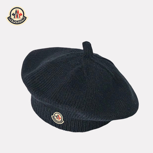 【官网正品】蒙口米色贝雷帽男女宝宝春秋百搭显脸小黑色毛线帽子