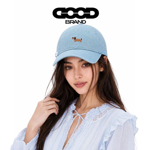 【正品直售】GOOD BRAND韩系牛仔蓝色刺绣腊肠小狗棒球帽男女百搭