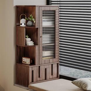 飘窗柜收纳柜中古风实木储物柜阳台书柜置物柜置物架卧室拐角柜子