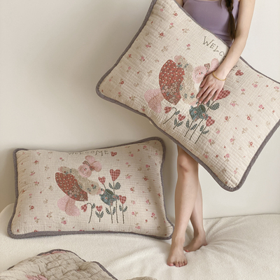 四层纱布枕套一对拍2成人纯棉枕头套单个家用全棉枕芯套防头油