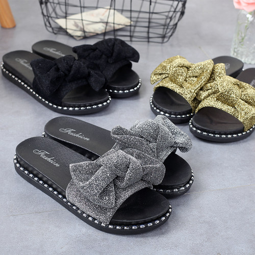 厚底仙女风蝴蝶结沙滩鞋拖鞋时尚