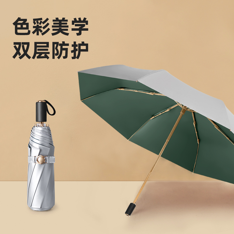 justmode三折双层钛银晴雨两用