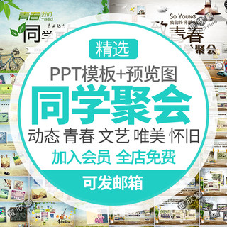 毕业季同学聚会致青春纪念册PPT模板中大学生怀旧回忆录电子相册