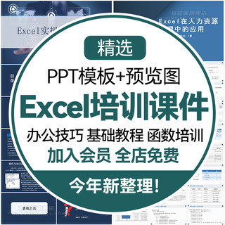 Excel基础培训课件PPT模板制作教学办公图表格教程应用技巧函数