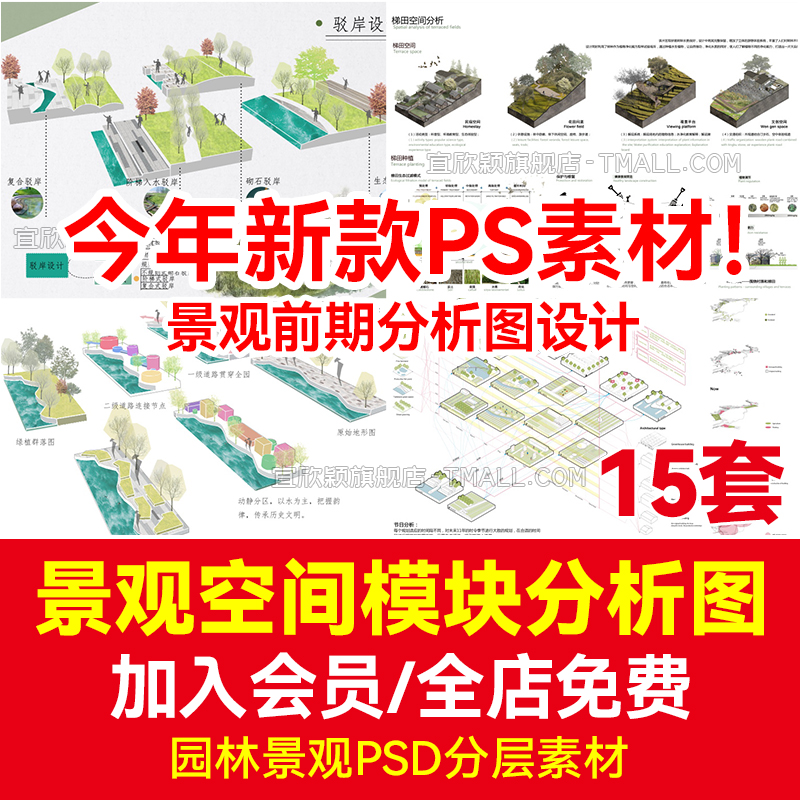 景观前期分析图设计竞赛风小清新效果图ps湿地空间模块PSD素材-封面