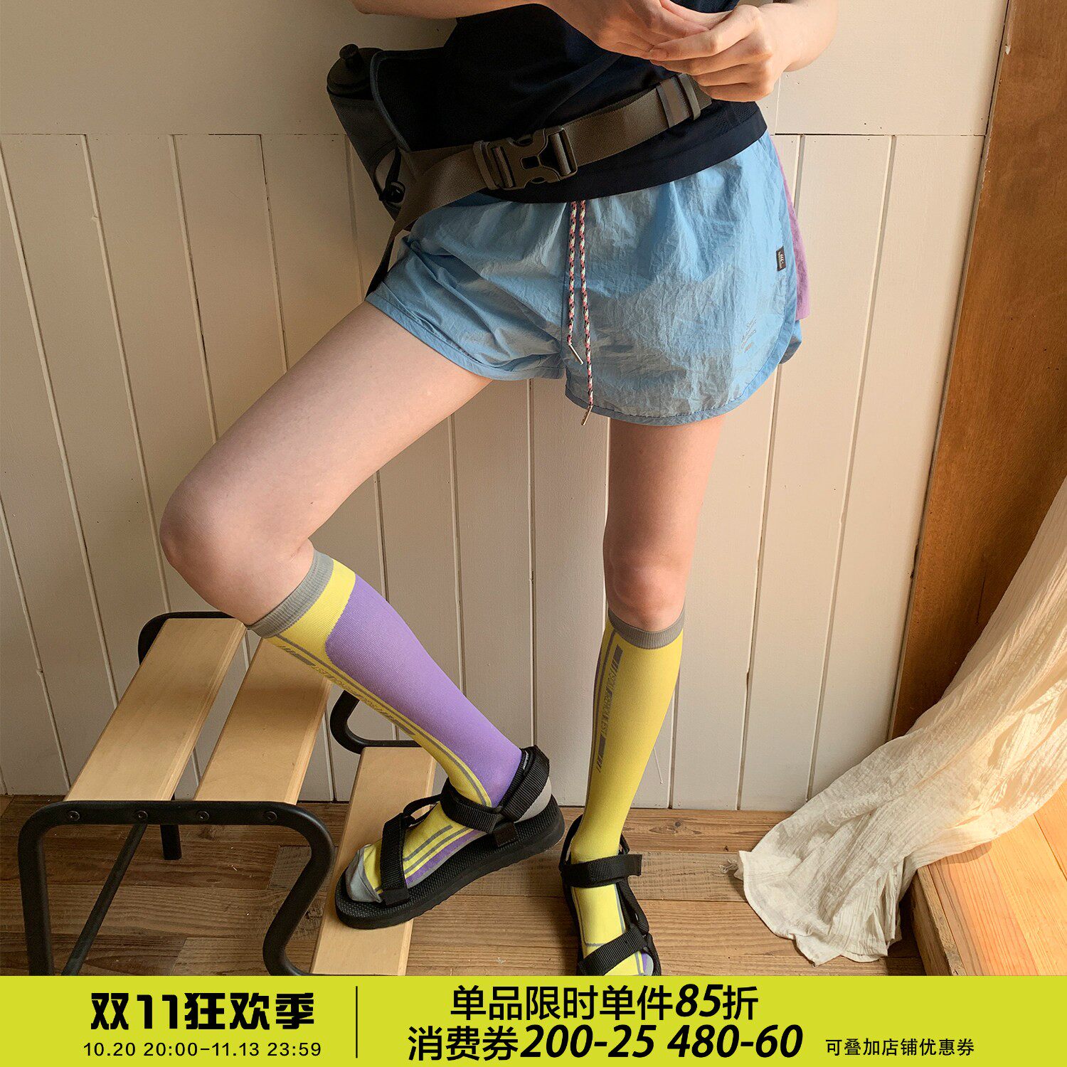 square houlest户外运动徒步登山宽松轻薄透气防走光松紧腰短裤女