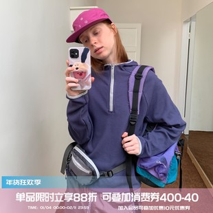 square houlest户外秋华夫格外套抗菌防晒套头抗静电卫衣长袖女