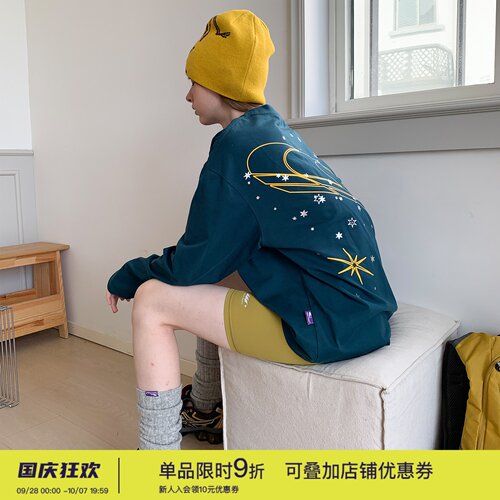 square houlest户外通勤休闲印花透气跑步运动健身防晒长袖T恤女
