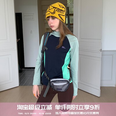 户外骑行高领连帽印花运动长袖