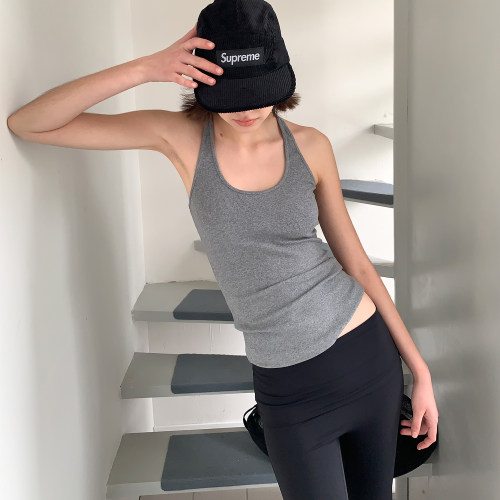 女瑜伽显瘦修身弹力外穿工字背心