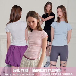 基础内搭T恤上衣女 square houlest夏季 甜酷修身 显瘦正肩圆领短袖