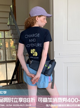 square houlest户外印花修身显瘦吸汗速干透气运动瑜伽短袖T恤女