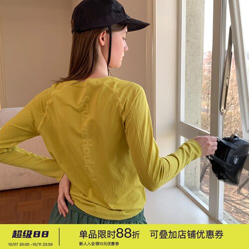 square houlest春季健身T恤女长袖防晒吸汗运动户外休闲百搭上衣