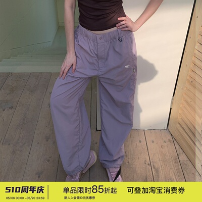 square houlest户外休闲登山徒步轻薄防水宽松阔腿伞兵裤长裤女