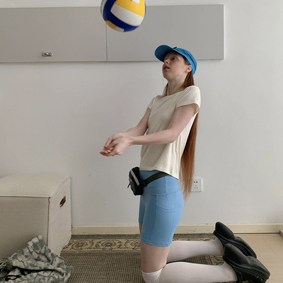 高腰吸湿高弹修身鲨鱼运动短裤女
