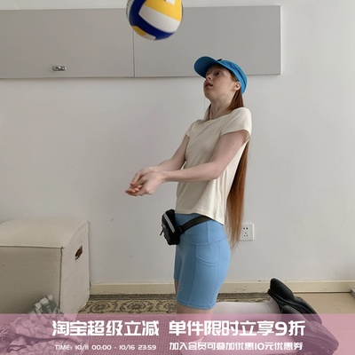 square houlest吸湿高弹修身骑行健身运动瑜伽鲨鱼裤短裤三分裤女