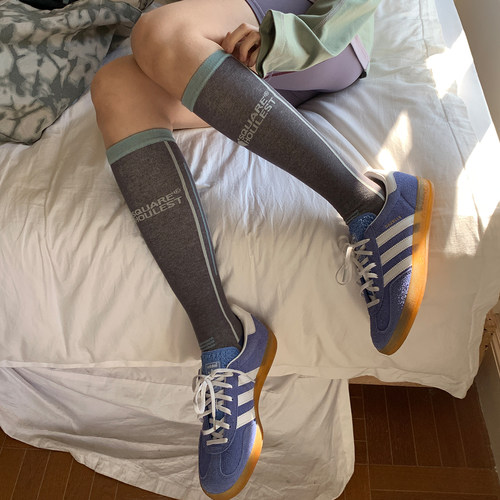 square houlest户外高弹力撞色骑行运动健身塑型显瘦长筒小腿袜女