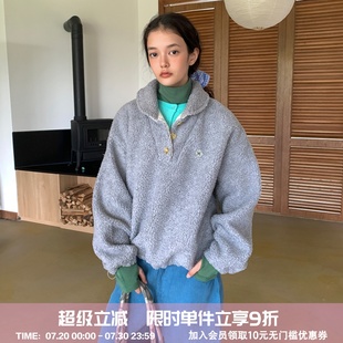 houlest复古百搭秋冬宽松羊羔毛polo领慵懒风保暖卫衣外套 square