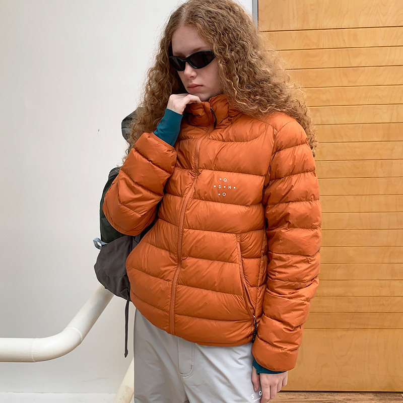 square houlest冬户外百搭90白鸭绒保暖连帽排骨内胆羽绒服外套女