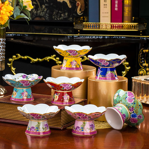 森磊家用高白瓷圆形中式果盘