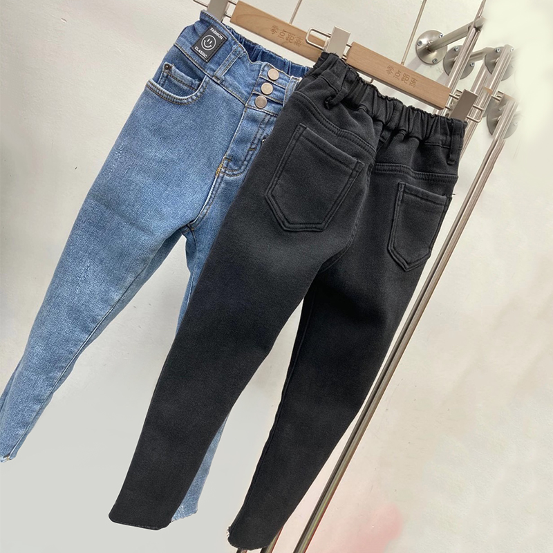 洋气秋装女童紧身牛仔裤新款一体
