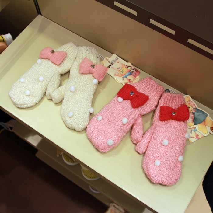 宝英宝/paw in paw儿童 女童冬款 蝴蝶结设计 内加绒两色保暖手套