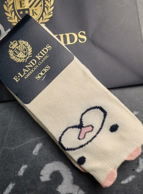 E-landkids 依恋童装袜子 女童四季款 卡通设计 直板 中长筒袜