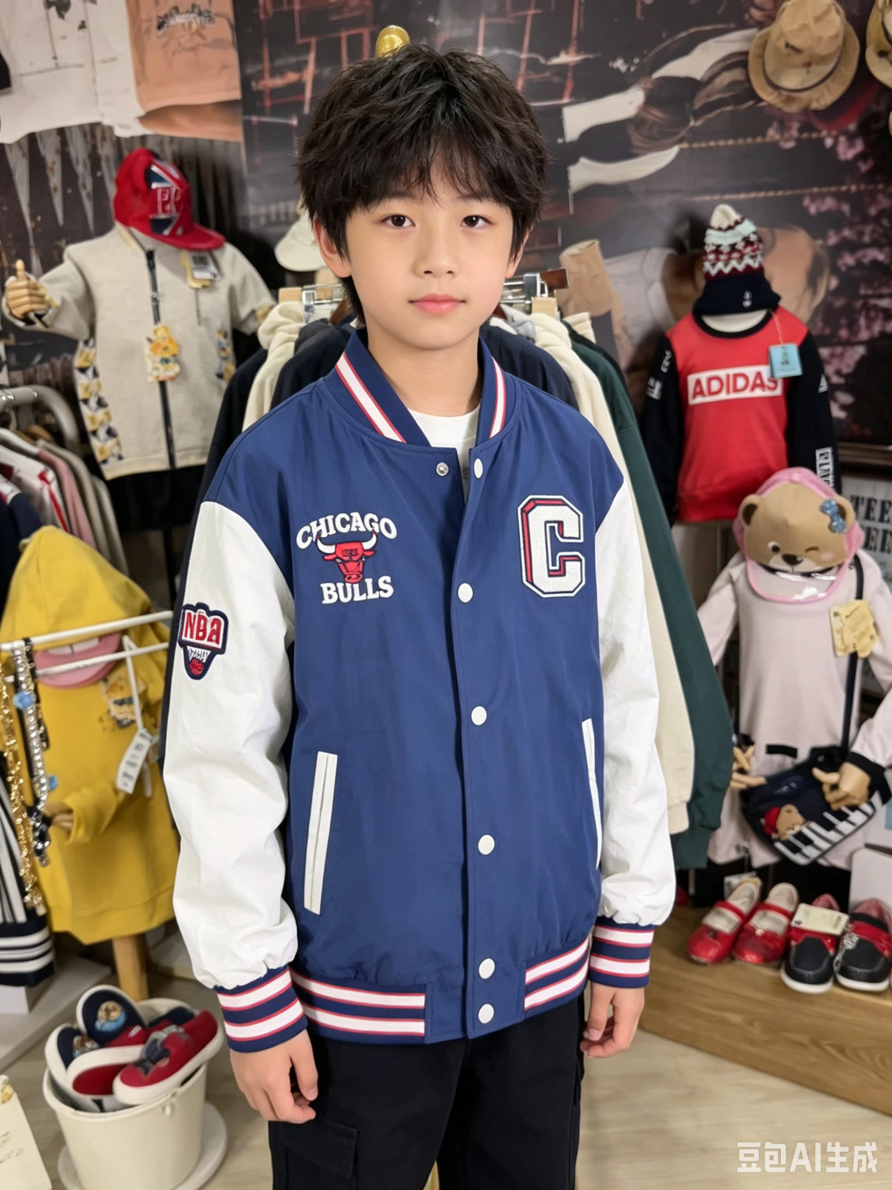 NBA KIDS 男童 春秋款 公牛队联名 后背字母logo 棒球服 外套
