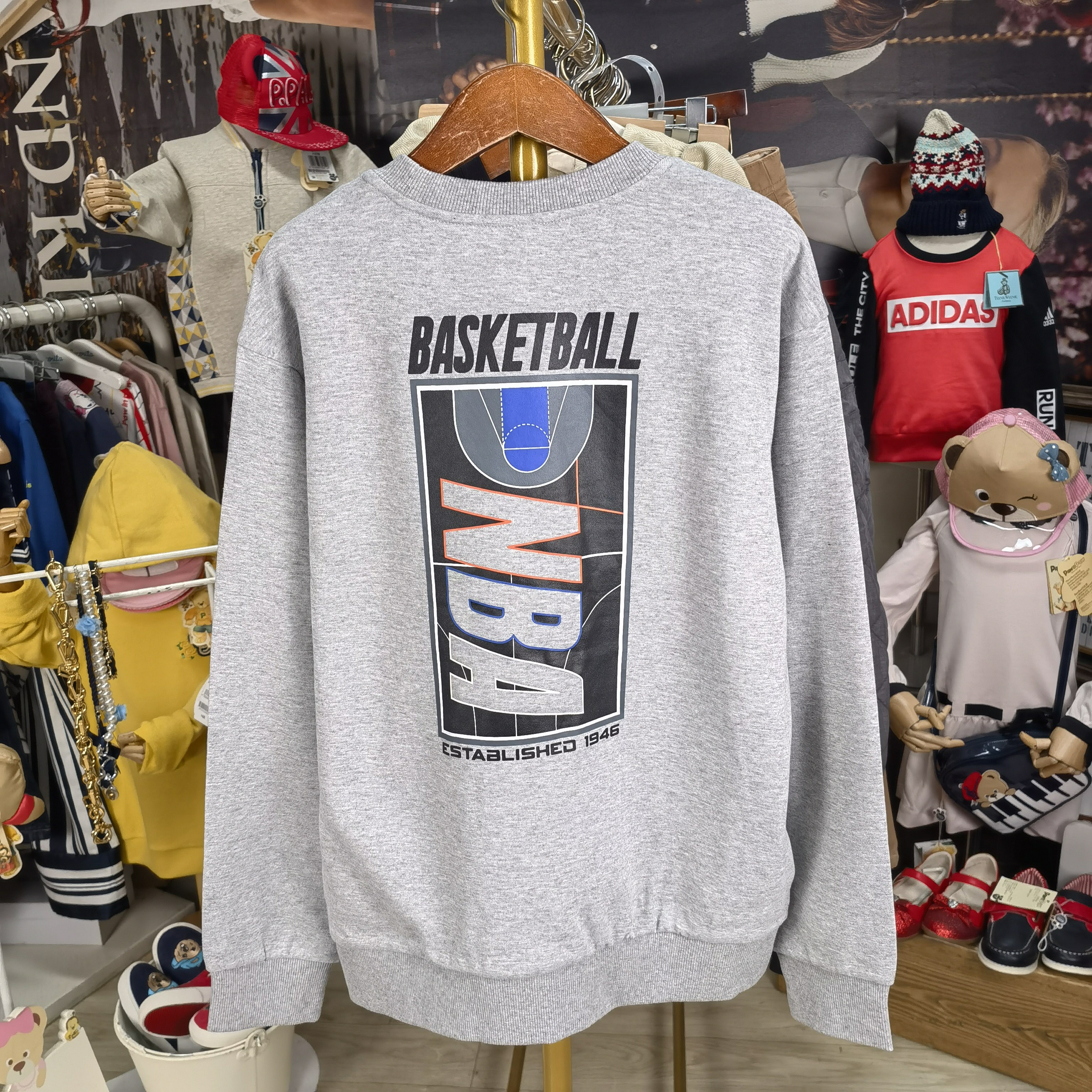 NBA KIDS 男童 春秋款 篮球系列 后背logo 含棉线圈 圆领套头卫衣