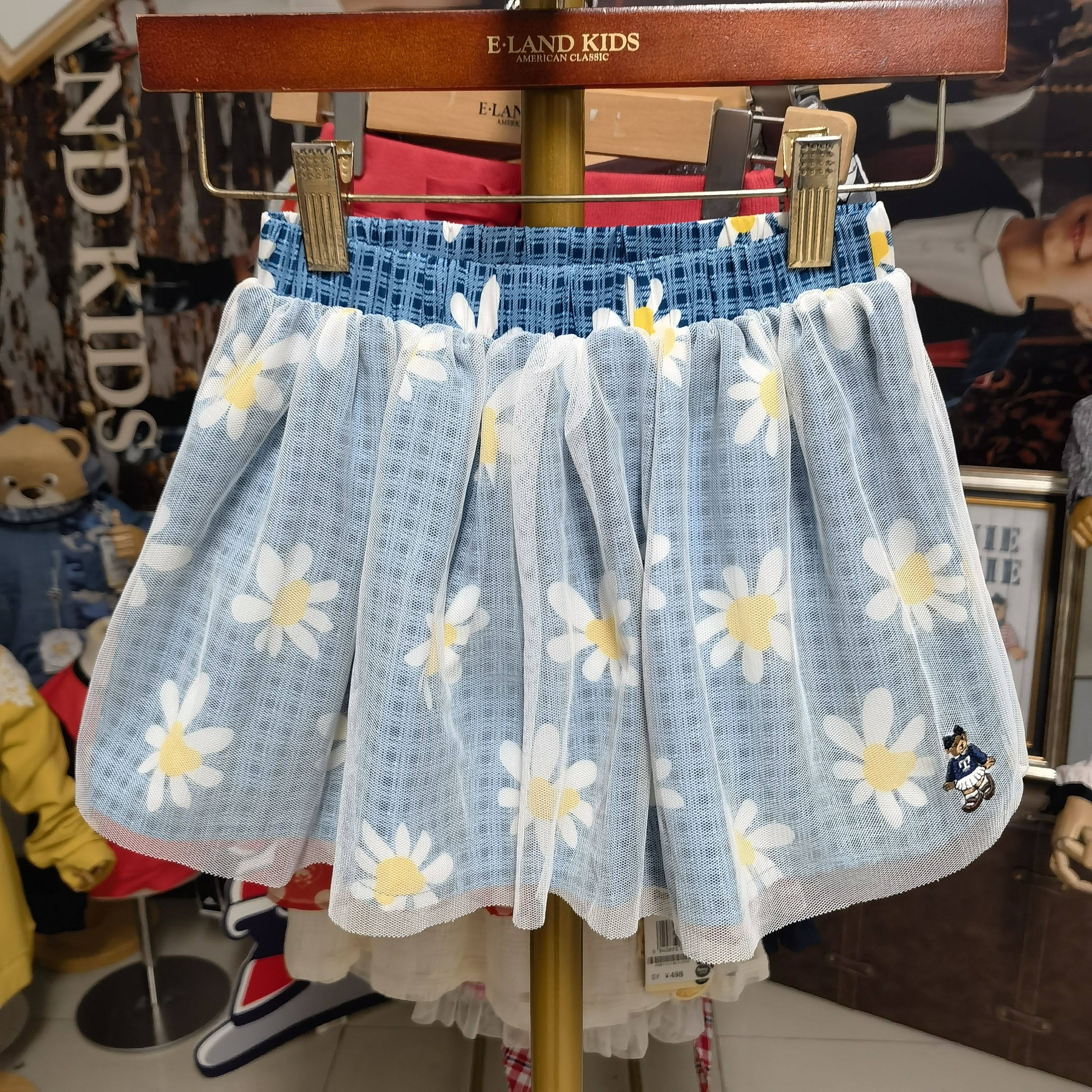 teenie weenie/小熊童装女童夏款 碎花logo 短裙  纱网 半身裙