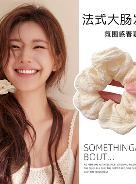 韩系肥肠发绳简约大肠发圈女2025新款高弹耐用头绳白色慵懒风头饰