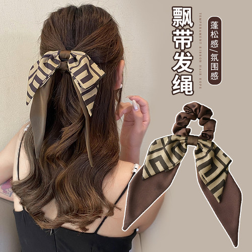 蝴蝶结飘带发圈，复古气质头绳