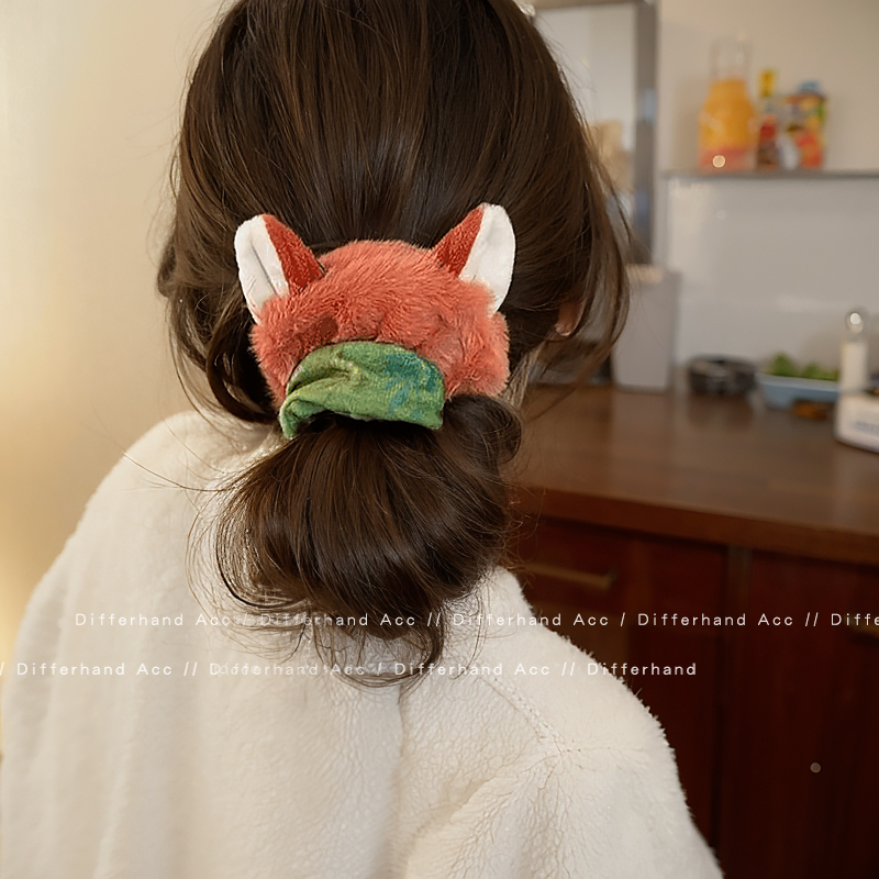 疯狂动物城狐尼克朱迪发圈秋冬新款卡通毛绒头绳可爱狐狸发绳发饰