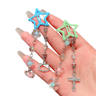 宋雨琦同款甜美少女星星流苏侧边发夹辣妹甜酷刘海边夹头饰bb发夹