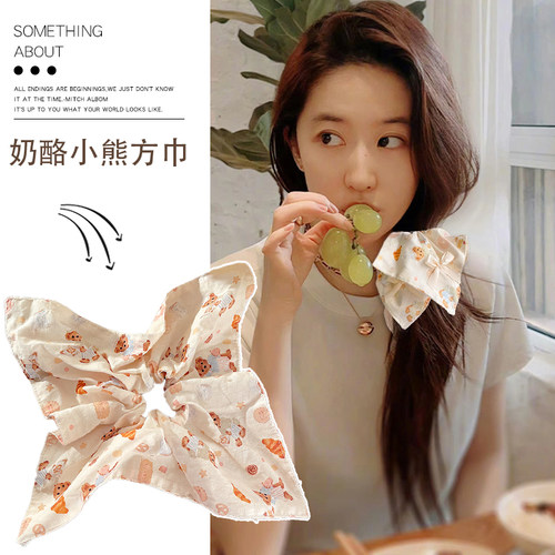 风车发圈可爱小熊方巾刘亦菲同款