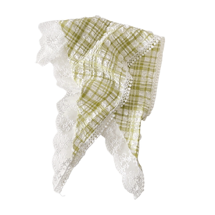 白色蕾丝发箍款头巾女2025新款包头时尚一体法式三角巾田园风头饰